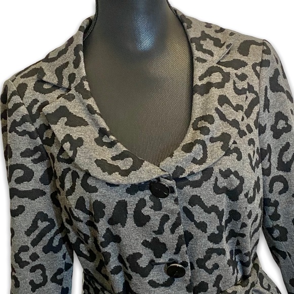 Sandro Animal Print Jacket Gray Black Medium - Picture 2 of 9